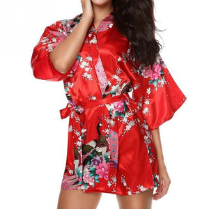 Kimono Printed Silk Sleepwear