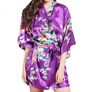 Kimono Printed Silk Sleepwear