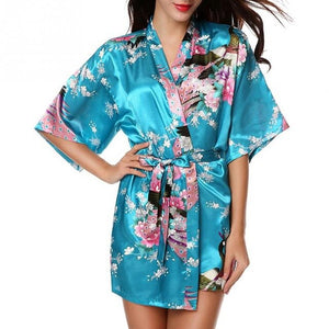 Kimono Printed Silk Sleepwear